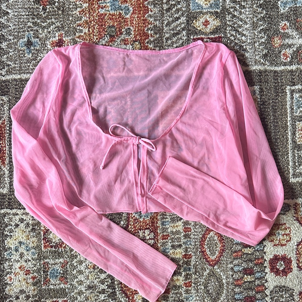 Target Pink Sheer Crop Top